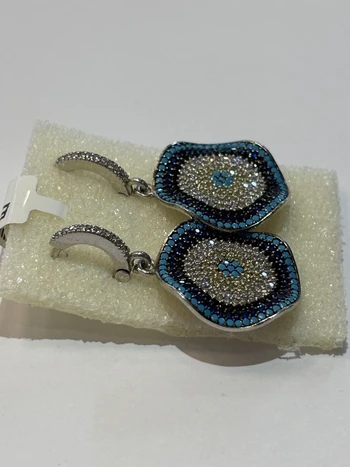 עגילי כסף 925 משובצים זירקונים צבעוניים