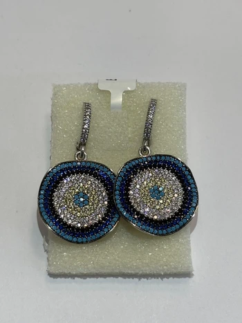 עגילי כסף 925 משובצים זירקונים צבעוניים